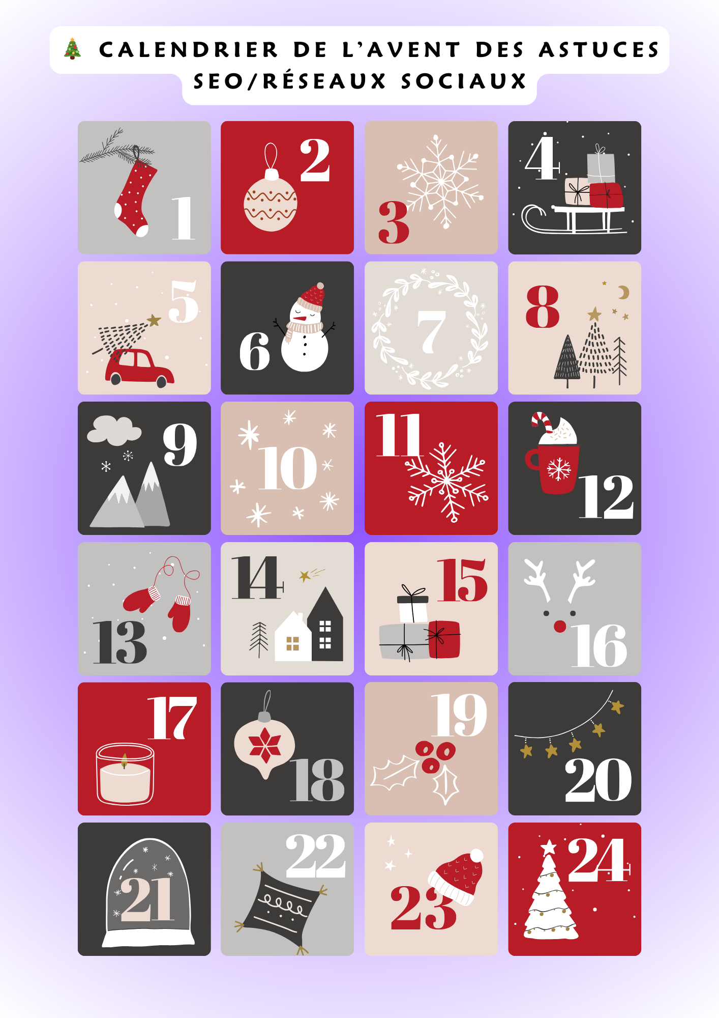 SEO réseaux sociaux astuces calendrier avent